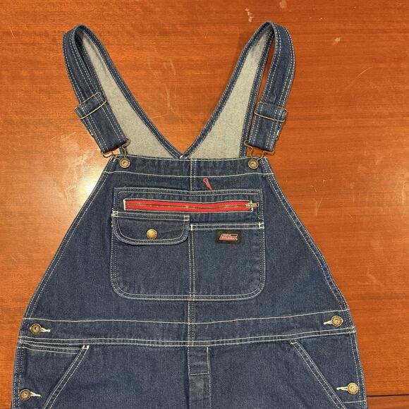 Genuine Dickies Denim Bib Overalls Mens Medium MR Blue Workwear Festival - Picture 2 of 15
